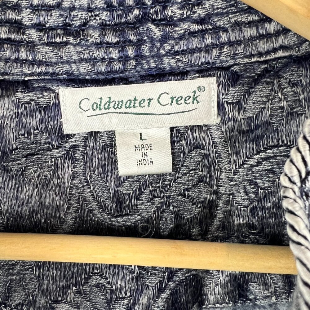 Coldwater Creek‎ Blue Jacquard BrocadeTapestry Open Front Jacket Size L - Picture 4 of 7